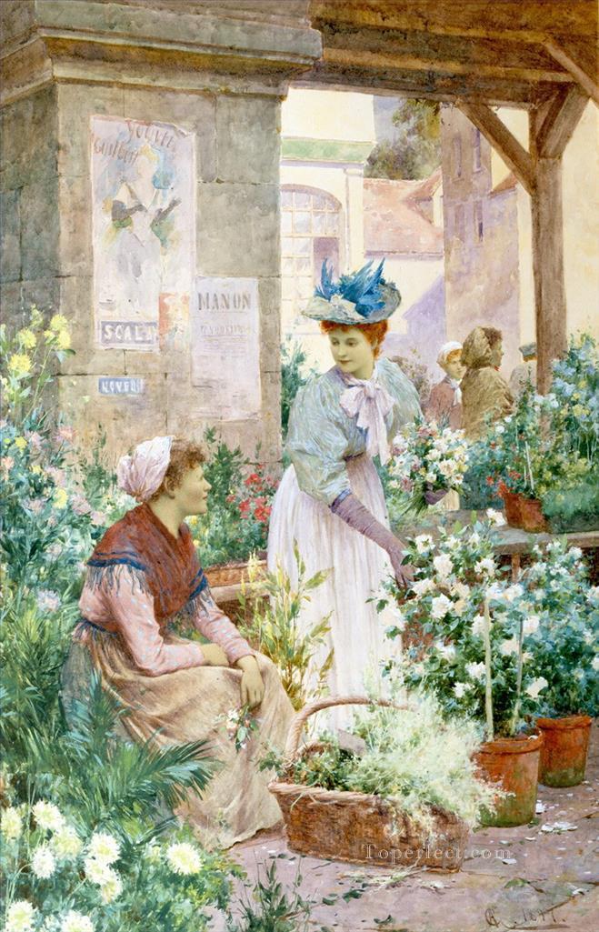 The Flower Market Boulogne Alfred Glendening JR women impressionism Oil Paintings